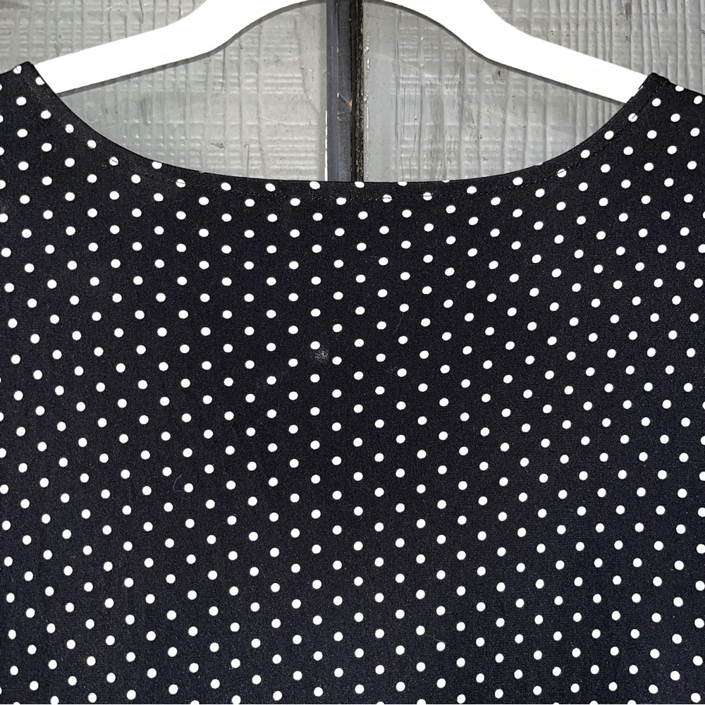 Talbots Woman dress, black with small off-white polka dot print, loose and flowy - Picture 7 of 11